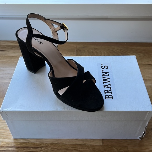NWT SUPER COMFY Brawn’s women’s platform suede sandals. Black. Size 10. UK 40. - Picture 11 of 11